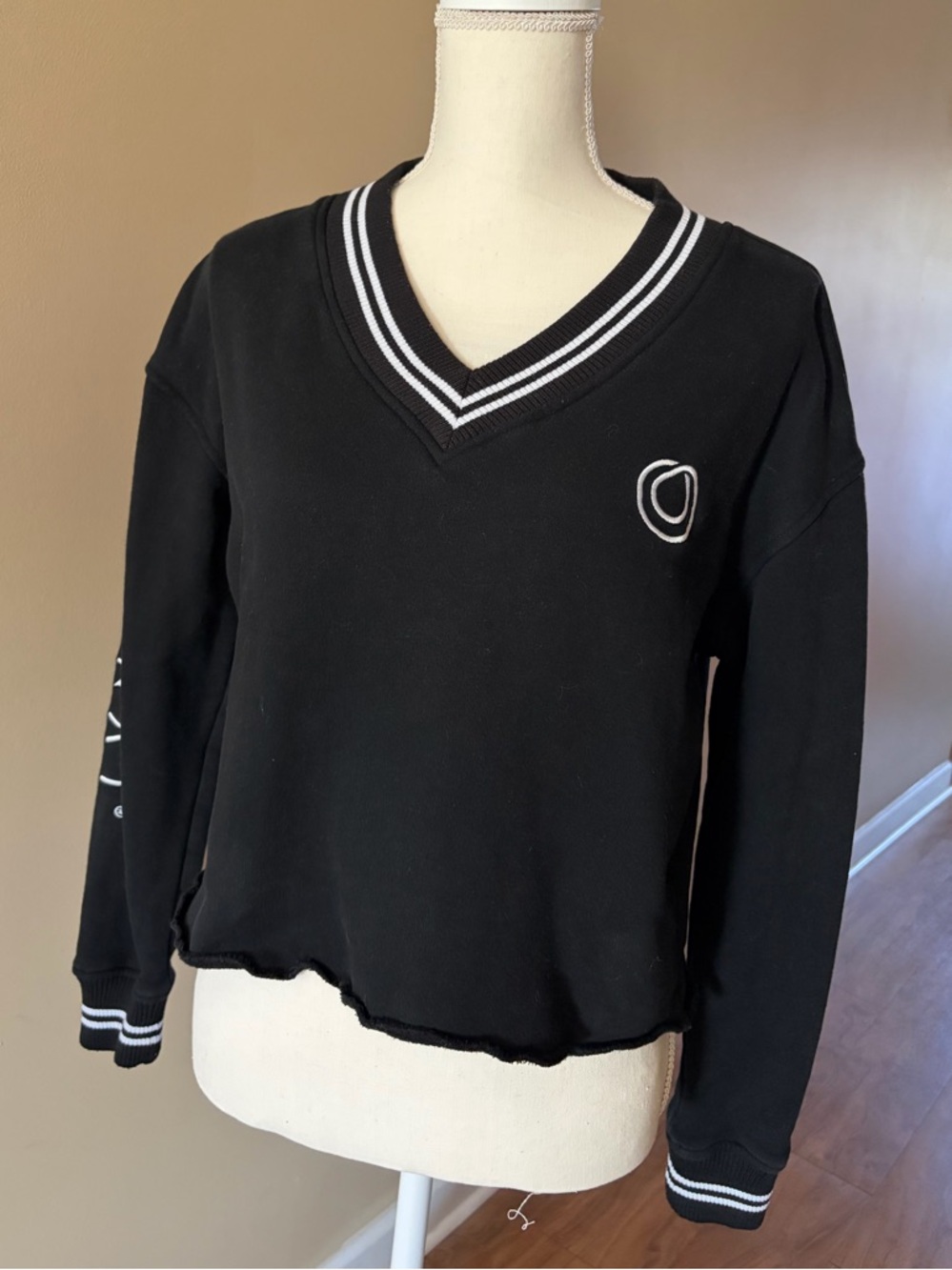 Black V-Neck Logo Sweatshirt